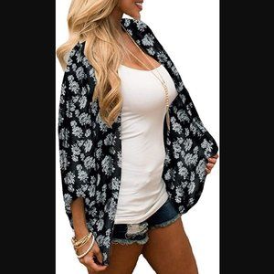Black Floral Swim Coverup / Kimono NWOT